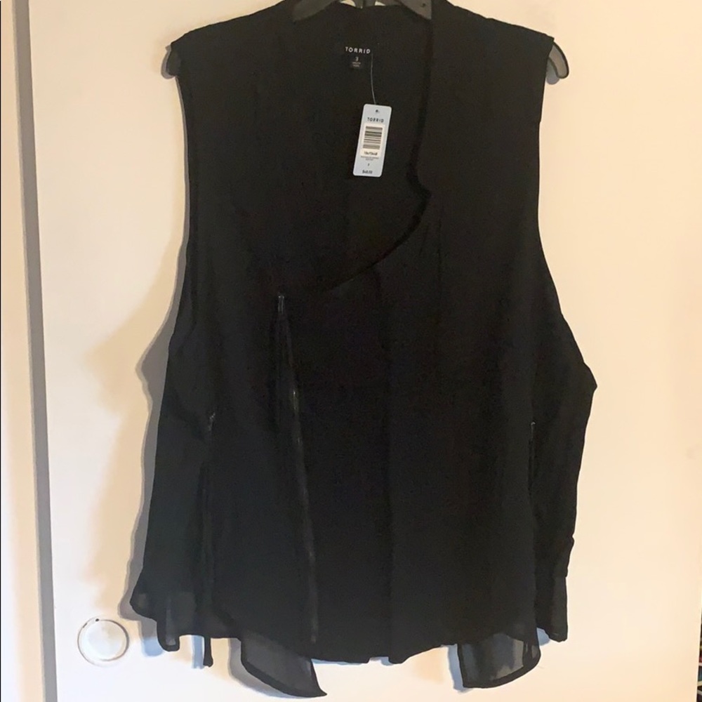 Torrid mixed fabric vest with zippers size 3